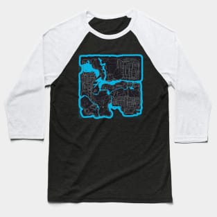 San Andreas Map Baseball T-Shirt